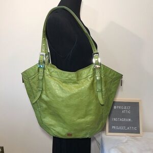 Kooba "Blake Tote" Hobo Bag in Lime Green Leather XL Large